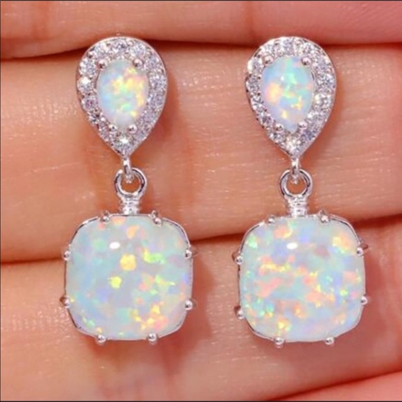 Jewelry - Fire Opal & CZ earrings